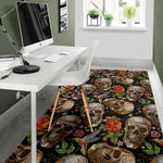 Vintage Skull Pattern Print Area Rug GearFrost