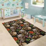 Vintage Skull Pattern Print Area Rug GearFrost