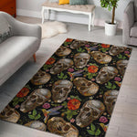 Vintage Skull Pattern Print Area Rug GearFrost