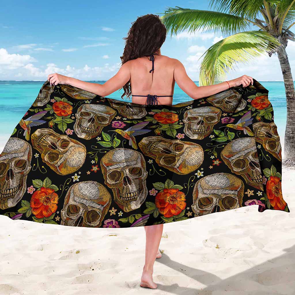 Vintage Skull Pattern Print Beach Sarong Wrap