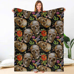 Vintage Skull Pattern Print Blanket