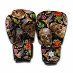 Vintage Skull Pattern Print Boxing Gloves