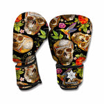 Vintage Skull Pattern Print Boxing Gloves