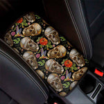 Vintage Skull Pattern Print Car Center Console Cover
