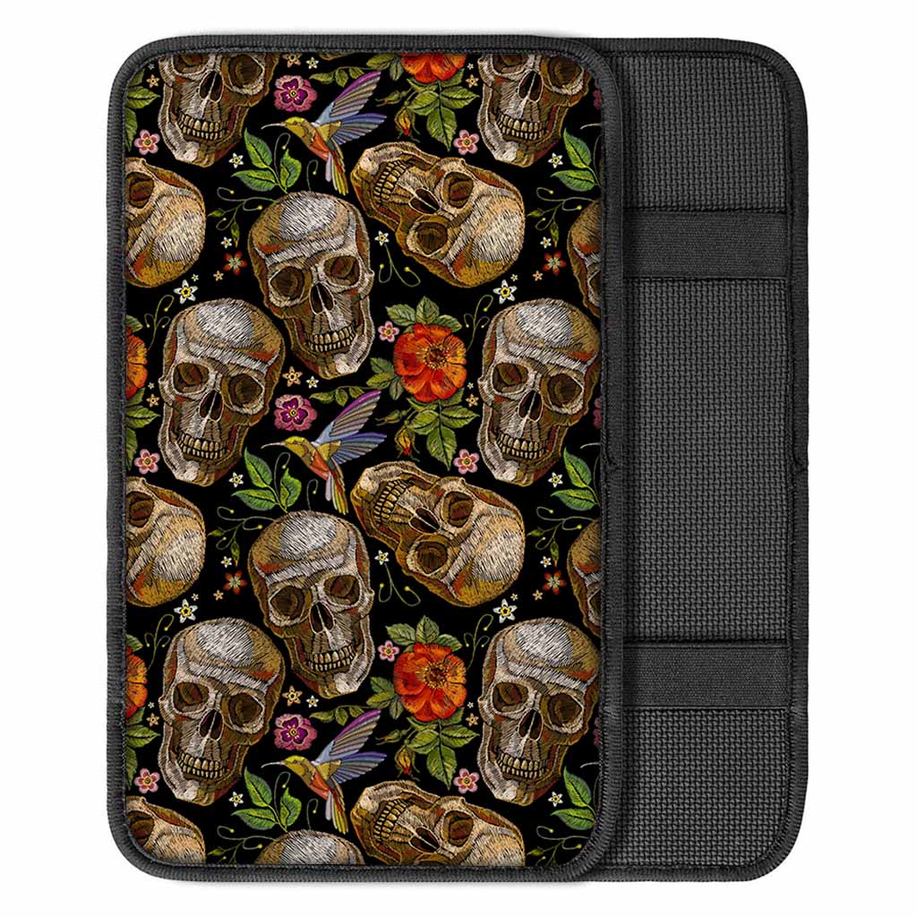 Vintage Skull Pattern Print Car Center Console Cover