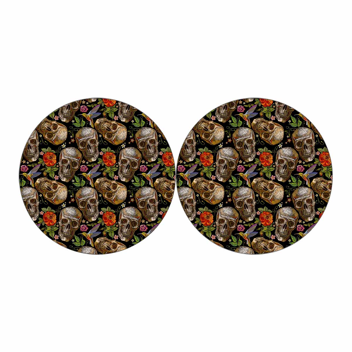 Vintage Skull Pattern Print Car Coasters