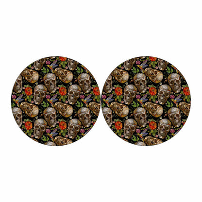 Vintage Skull Pattern Print Car Coasters
