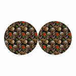 Vintage Skull Pattern Print Car Coasters