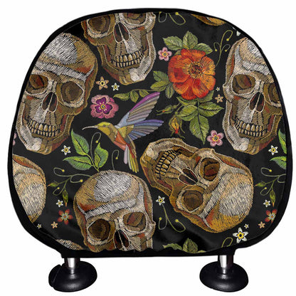 Vintage Skull Pattern Print Car Headrest Covers