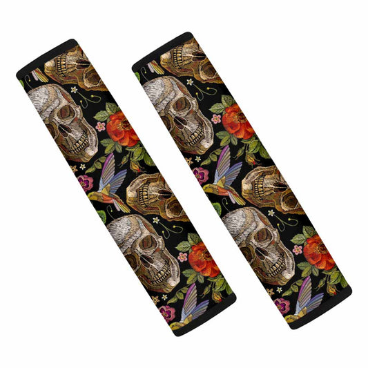 Vintage Skull Pattern Print Car Seat Belt Covers