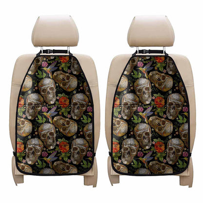 Vintage Skull Pattern Print Car Seat Organizers