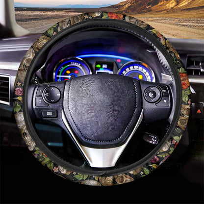 Vintage Skull Pattern Print Car Steering Wheel Cover