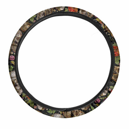 Vintage Skull Pattern Print Car Steering Wheel Cover