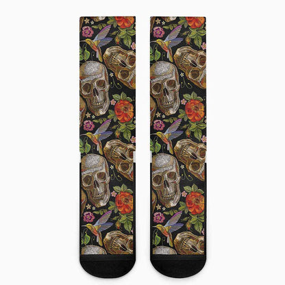 Vintage Skull Pattern Print Crew Socks