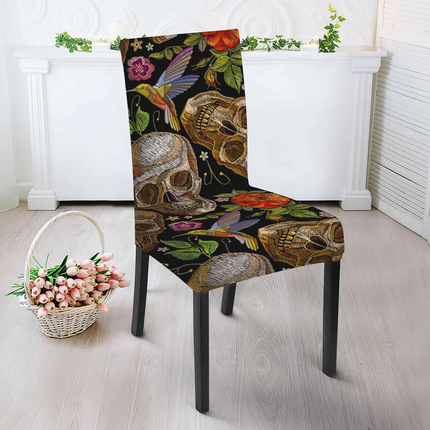 Vintage Skull Pattern Print Dining Chair Slipcover