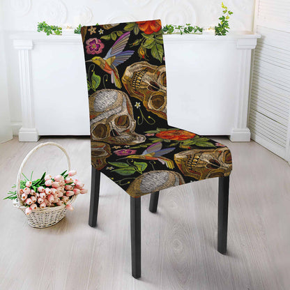 Vintage Skull Pattern Print Dining Chair Slipcover