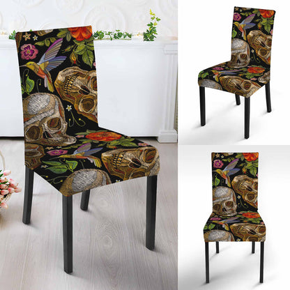 Vintage Skull Pattern Print Dining Chair Slipcover