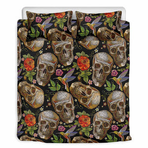 Vintage Skull Pattern Print Duvet Cover Bedding Set
