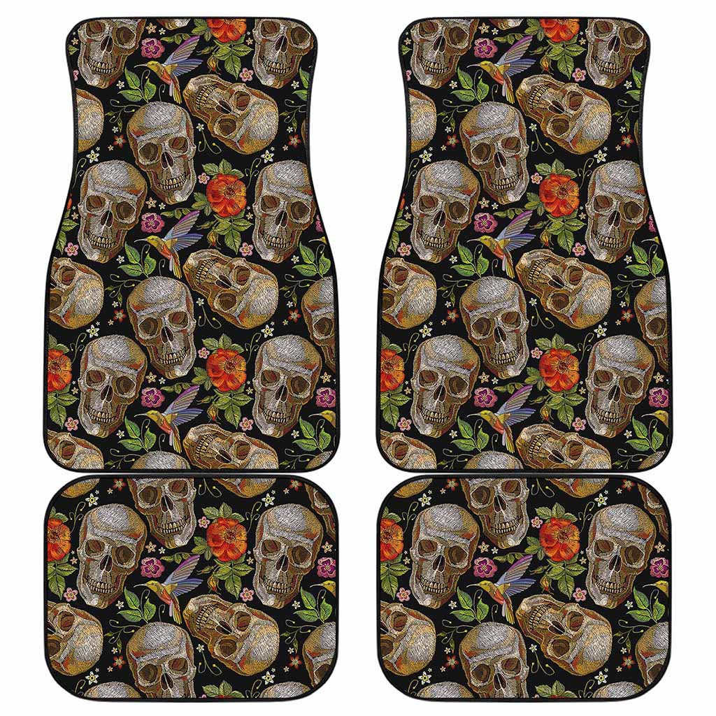 Vintage Skull Pattern Print Front and Back Car Floor Mats