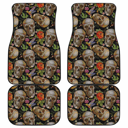 Vintage Skull Pattern Print Front and Back Car Floor Mats