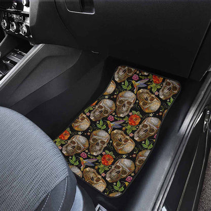 Vintage Skull Pattern Print Front and Back Car Floor Mats