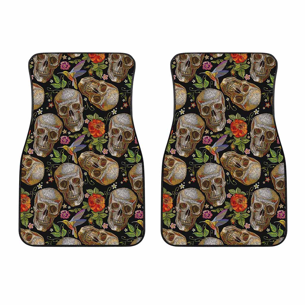 Vintage Skull Pattern Print Front Car Floor Mats