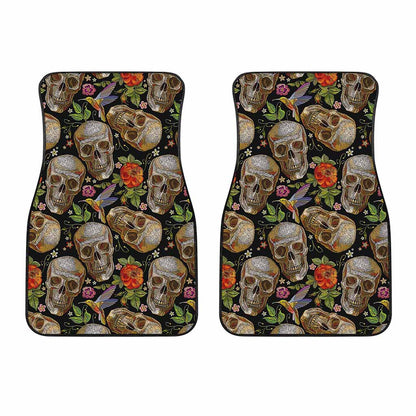 Vintage Skull Pattern Print Front Car Floor Mats