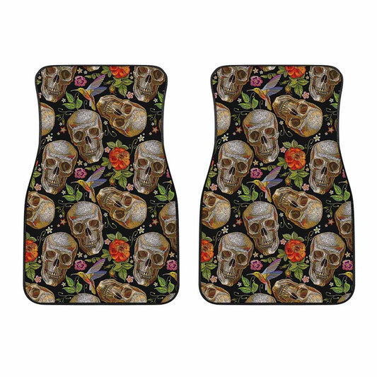 Vintage Skull Pattern Print Front Car Floor Mats