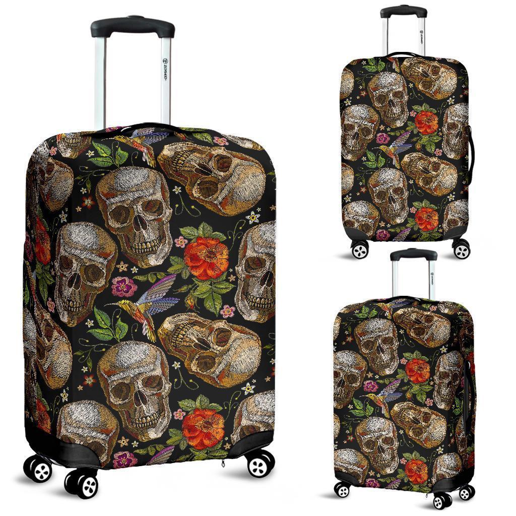 Vintage Skull Pattern Print Luggage Cover GearFrost