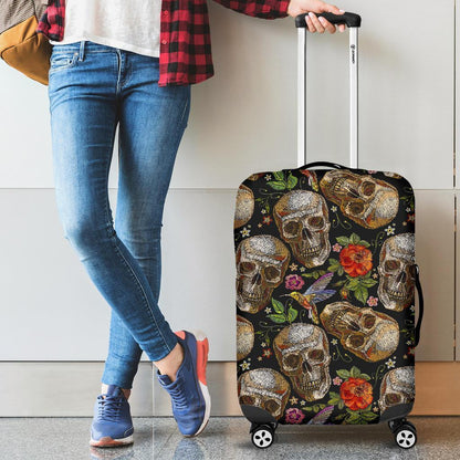 Vintage Skull Pattern Print Luggage Cover GearFrost