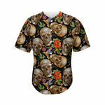 Vintage Skull Pattern Print Men's Baseball Jersey