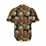 Vintage Skull Pattern Print Men's Baseball Jersey