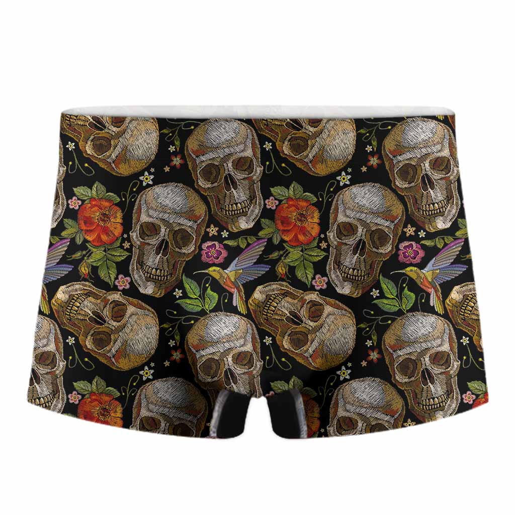 Vintage Skull Pattern Print Men's Boxer Briefs