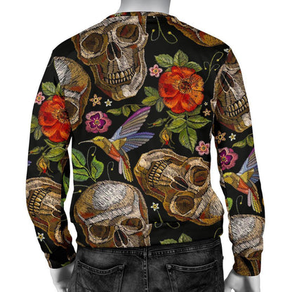 Vintage Skull Pattern Print Men's Crewneck Sweatshirt GearFrost