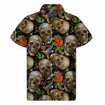 Vintage Skull Pattern Print Men's Short Sleeve Shirt