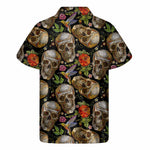 Vintage Skull Pattern Print Men's Short Sleeve Shirt