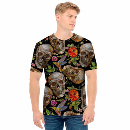 Vintage Skull Pattern Print Men's T-Shirt