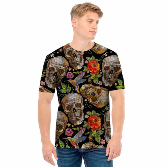 Vintage Skull Pattern Print Men's T-Shirt