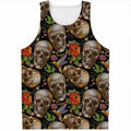 Vintage Skull Pattern Print Men's Tank Top