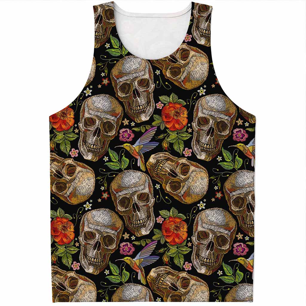 Vintage Skull Pattern Print Men's Tank Top