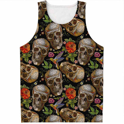 Vintage Skull Pattern Print Men's Tank Top