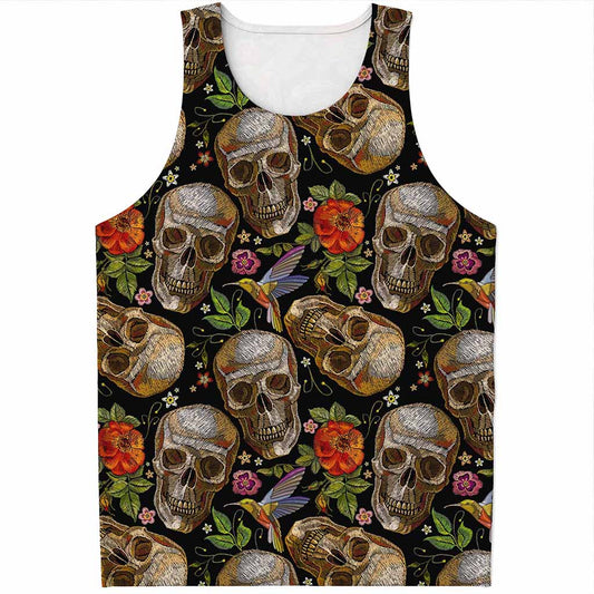 Vintage Skull Pattern Print Men's Tank Top