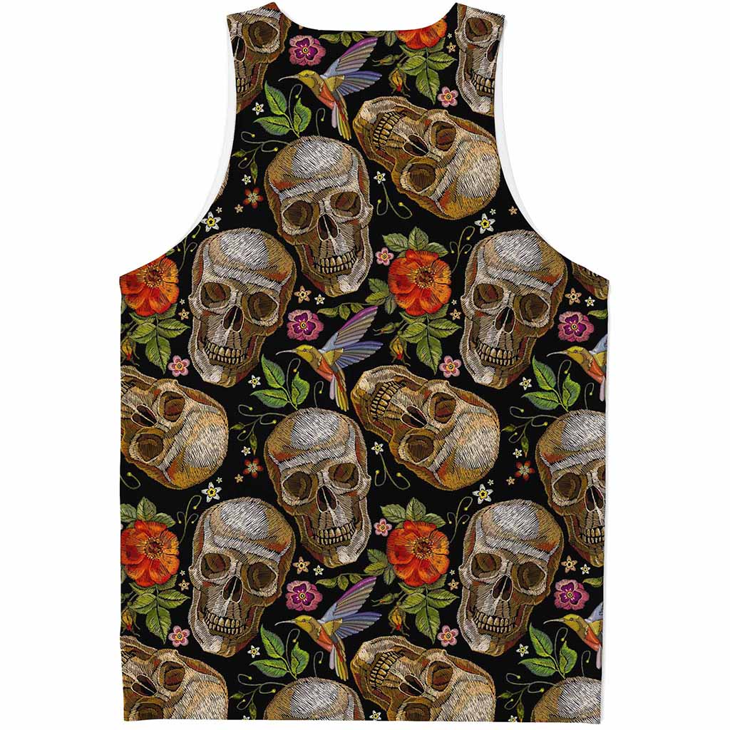 Vintage Skull Pattern Print Men's Tank Top