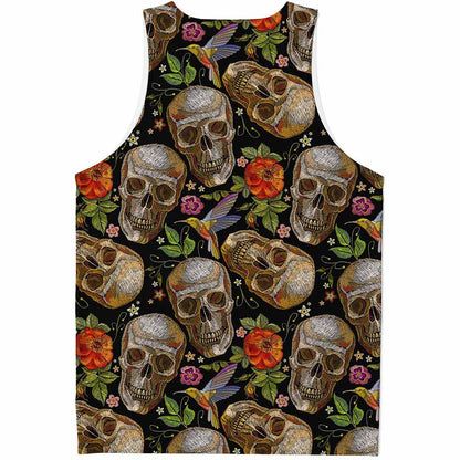 Vintage Skull Pattern Print Men's Tank Top