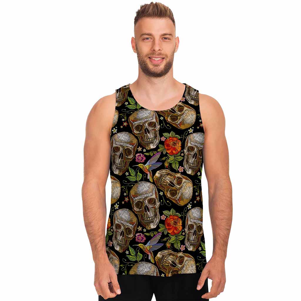 Vintage Skull Pattern Print Men's Tank Top