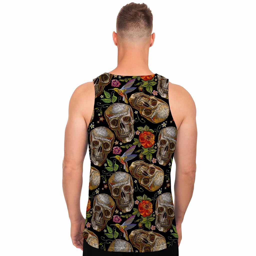 Vintage Skull Pattern Print Men's Tank Top