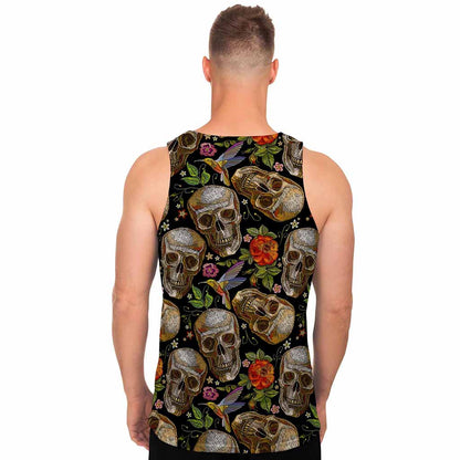 Vintage Skull Pattern Print Men's Tank Top
