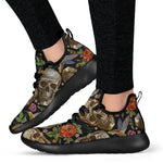 Vintage Skull Pattern Print Mesh Knit Shoes GearFrost