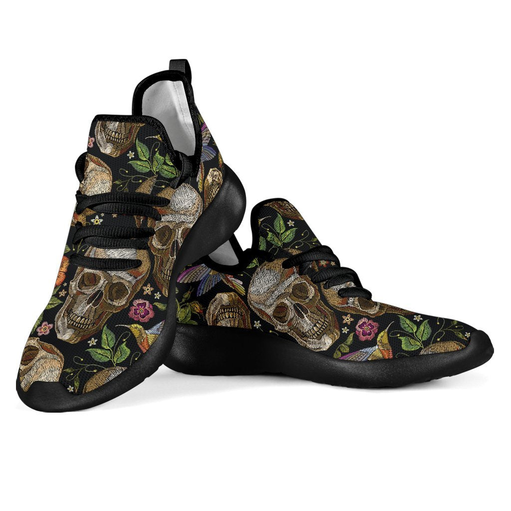 Vintage Skull Pattern Print Mesh Knit Shoes GearFrost