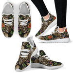Vintage Skull Pattern Print Mesh Knit Shoes GearFrost